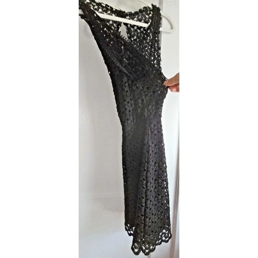 FREE PEOPLE black lace overlay lined‎ cut out dress Sz XS - Picture 4 of 9